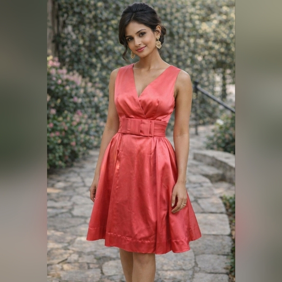 Trashy Diva Dresses & Skirts - Candice Gwinn Trashy Diva Coral Satin  Party Dress, Size 4